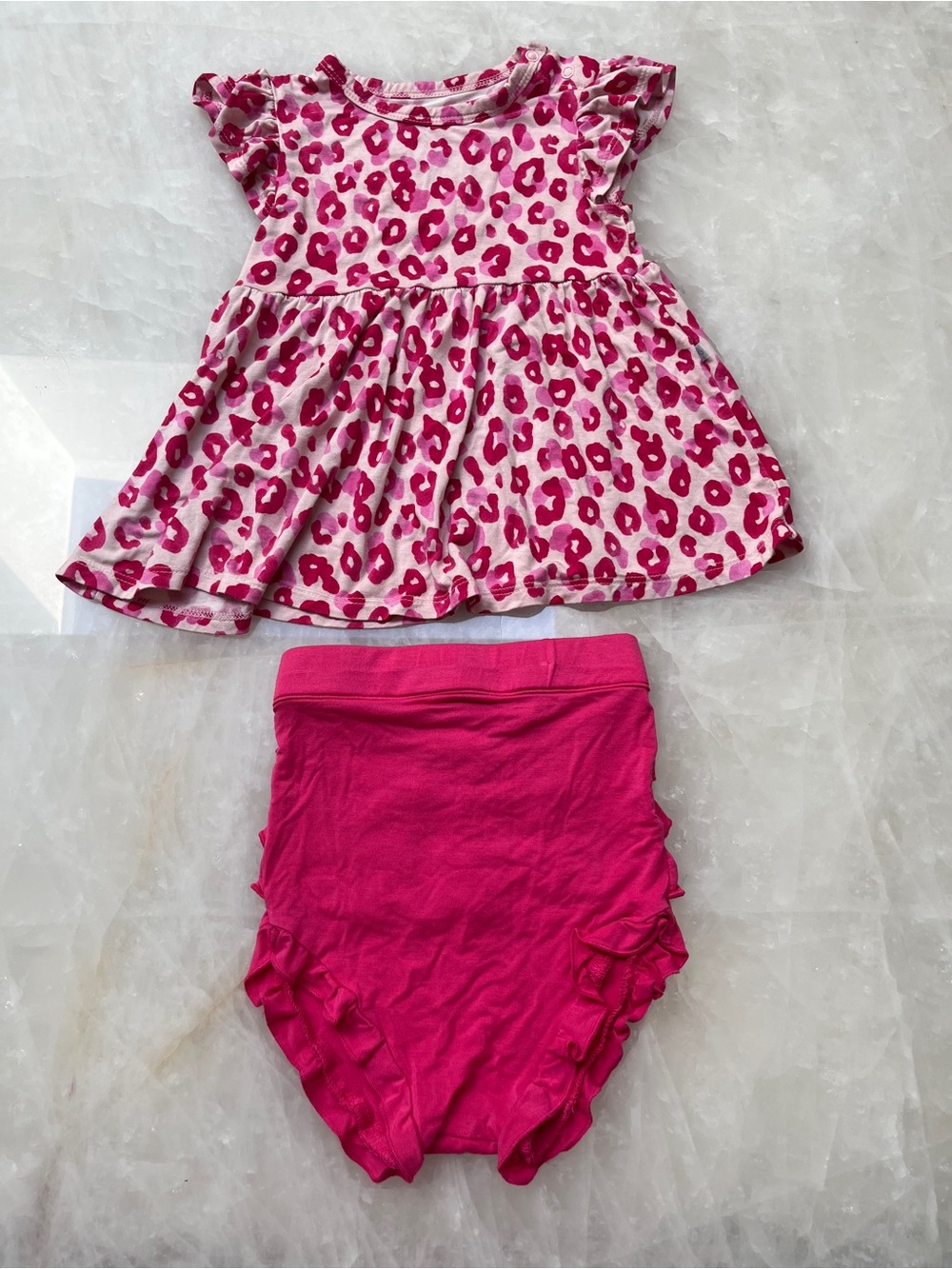 Posh Peanut Pink Leopard Top with Hot Pink Ruffle Bloomers